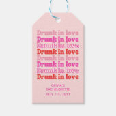 Dronken van liefde roze retro vrijgezellenfeest cadeaulabel (Voorkant)