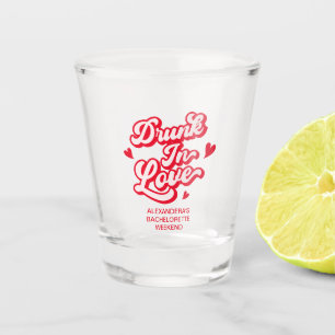 Dronken van liefde vrijgezellenfeest shot glas