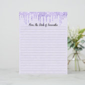Droog Briefpapier met Paars gelamineerd glitter (Staand voorkant)