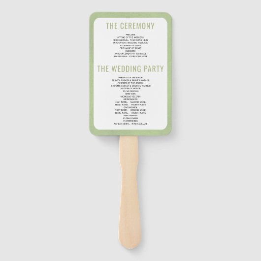 Droog palmparelgras groen trouwprogramma handwaaier (Achterkant)