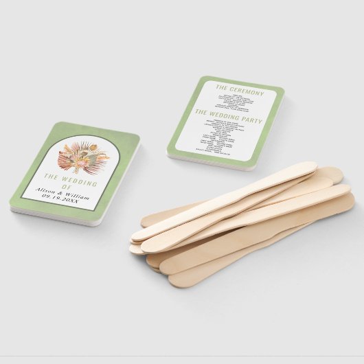 Droog palmparelgras groen trouwprogramma handwaaier (Niet-gemonteerd)