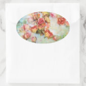 Droog roos  ontwerp ovale sticker (Tas)