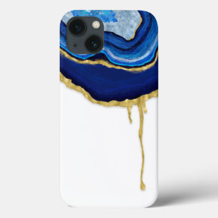 Droog Sapphire Blue en Gold Agate iPhone 13 Hoesje
