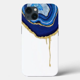 Droog Sapphire Blue en Gold Agate iPhone 13 Hoesje