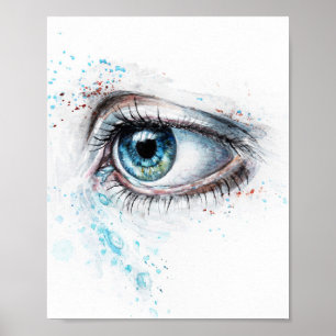 Droogblauw oog (verdriet, sympathie en depressie) poster