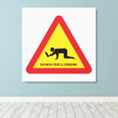 DROOGGENDE MENSEN DIE DE VERKEERSZIJDE OVERSCHRIJD CANVAS AFDRUK (Insitu (Houten vloer))