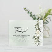 Drooggroene olijfbladeren Groene witte rozen Bedankkaart (Staand voorkant)
