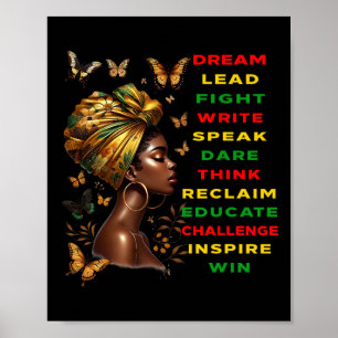 Droom als zwarte vrouw Martin Black History Month Poster
