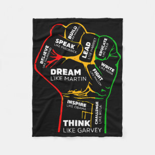 Droom Denk Spreek Black History Month Hand Sterk Fleece Deken