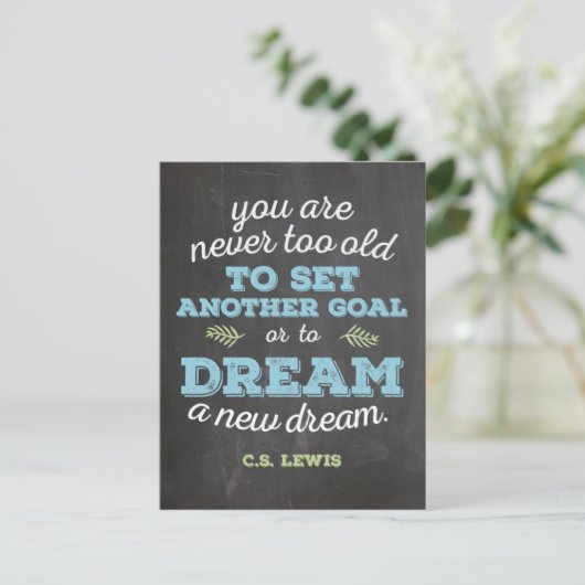 Droom een nieuwe droom CS Lewis Quote schoolbord Briefkaart (Staand voorkant)