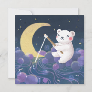 Droom Fantasie Illustratie van IJsbeer Feestdagenkaart
