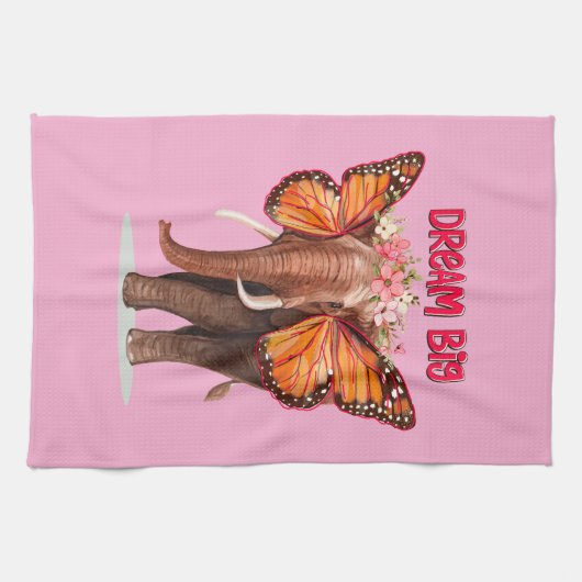 Droom groot als een Inspirerend van een olifant Theedoek (Horizontaal)