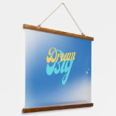 Droom Groot blauw Hangend Wandkleed (Gebogen)