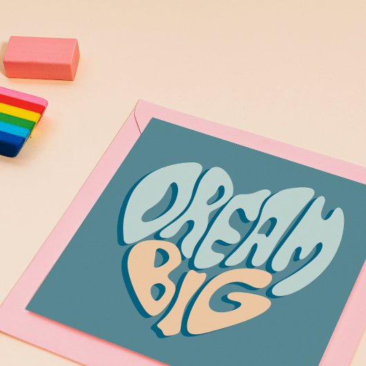 Droom groot: Blauw hart van succes Feestdagenkaart