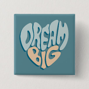 Droom groot: Blauw hart van succes Vierkante Button 5,1 Cm