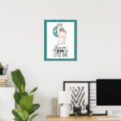 Droom groot herten boho blauwe rand kinderkamer ku poster (Thuiskantoor)