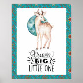 Droom groot herten boho blauwe rand kinderkamer ku poster (Voorkant)