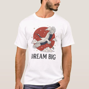 Droom Groot Japaneze Kraan Rode Zon Grafisch T-shirt