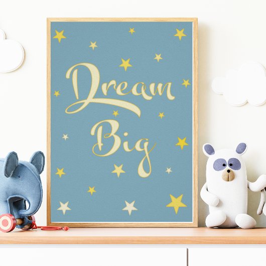 Droom groot kinderkamer muur kunst blauw geel ster poster