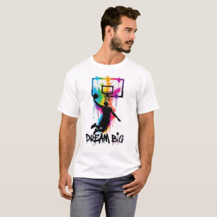 Droom Groot Levendig Basketbal Slam Dunk Kleur T-shirt