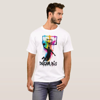 Droom Groot | Levendig Basketbal Slam Dunk Kleur T-shirt