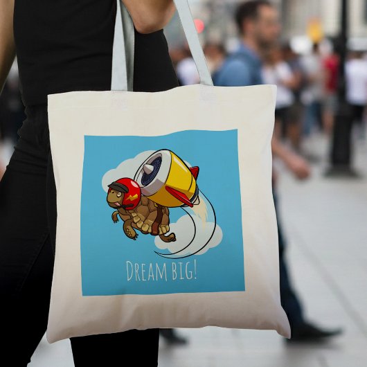 Droom groot! Motivatie dynamische schildpad Cartoo Tote Bag
