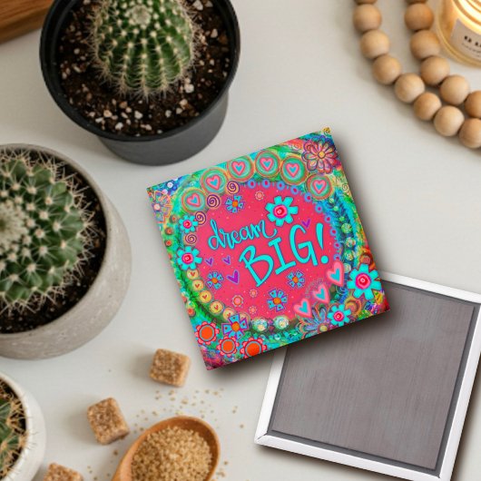 Droom Groot Trendy Inspirerend Leuk Kleurrijk Magneet