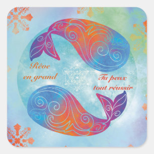 Droom groot walvis vierkante sticker