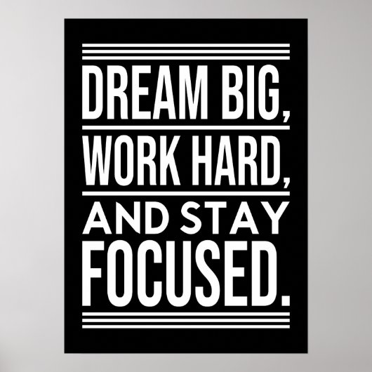 Droom groot, werk hard, blijf gefocust - Gym, druk Poster (Voorkant)