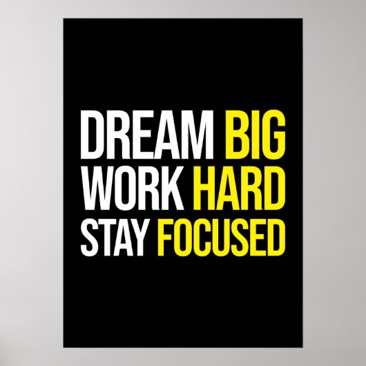 Droom groot, werk hard, blijf gefocust - Gym, druk Poster (Voorkant)