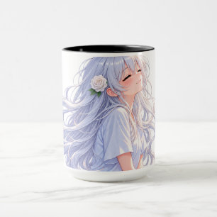 Droom Groot Zilver Haar Anime Meisje   Mok