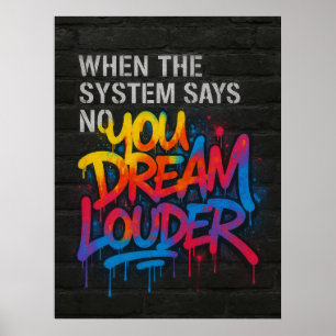 Droom Harder, Graffiti Stijl Motivatie Poster