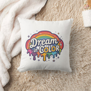 Droom in kleur Regenboog positieve quote Kussen