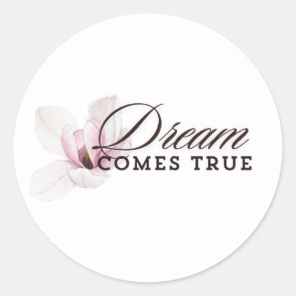 Droom komt uit – Zachte roze en witte bloemenwater Ronde Sticker