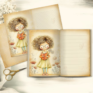 Droom meisje vintage junk journal pagina
