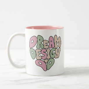 Droom Ontwerp Doe Hand Lettering Typografie Tweekleurige Koffiemok