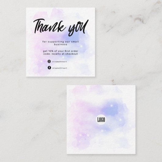Droom pastel sky splash business bedankje vierkante visitekaartje (Voorkant / Achterkant)
