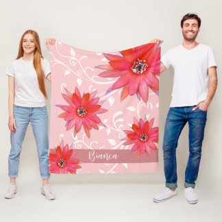 Droom Rode Bloemen Draaierige Bladeren Voeg Naam R Fleece Deken
