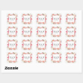 Droom Roze Botanisch Lijst Bruiloft Monogram Vierkante Sticker (Vel)