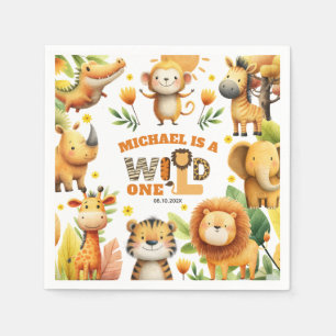 Droom Safari Dieren WILD EEN 1e Verjaardag Servet