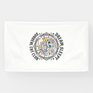Droom Slaperige Surrealistische Kat Grappige Kat L Spandoek