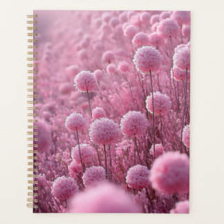 Droom van een roze pom-pom bloemenveld in zachte p planner