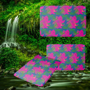 Droom van regenwoud Hibiscus Groen Blauw Heet Roze Badmat