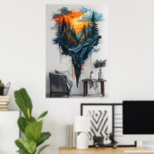 Droom van Zwevend Bos Poster (Thuiskantoor)