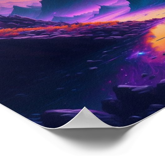 Droomachtig psychedelisch landschap, ai. Gegeneree Poster (Hoek)