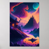 Droomachtig psychedelisch landschap, ai. Gegeneree Poster (Voorkant)