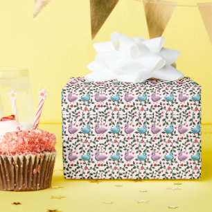 Droomachtig zwanen bloempatroon cadeaupapier