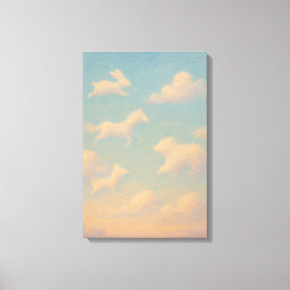 Droomachtige Pastel Dierenwolken Canvas Afdruk