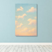 Droomachtige Pastel Kleurige Dierenwolken Canvas Afdruk (Insitu (Houten vloer))