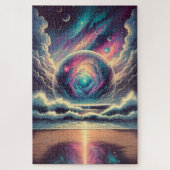 Droomachtige Psychedelic Celestial Stormy Zee Legpuzzel (Verticaal)